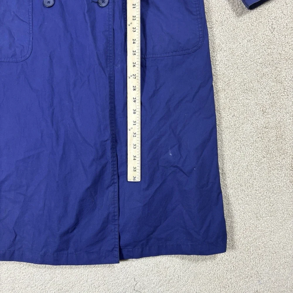 Eddie Bauer Womens Purple Trench Coat Size S P Button Front Polka Dot Lining